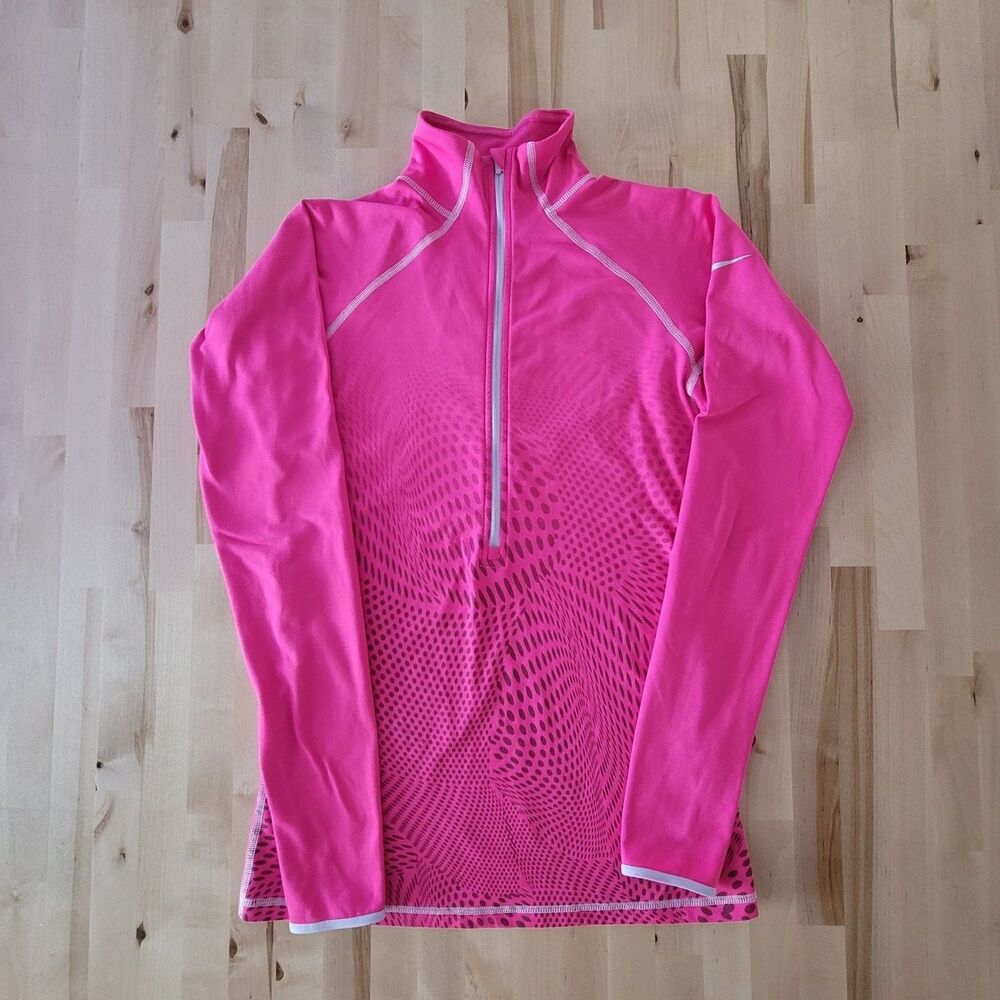 Nike Pro Dri-Fit Fleece Lined Pink Running 1/2 Half Zip Pullover Women's Small